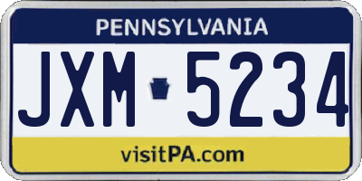 PA license plate JXM5234