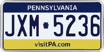 PA license plate JXM5236