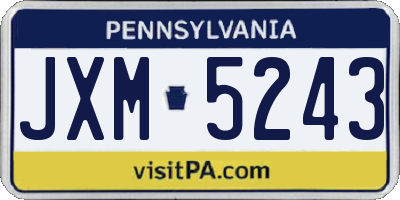 PA license plate JXM5243