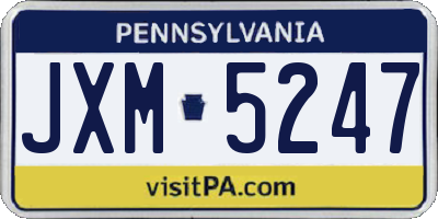 PA license plate JXM5247