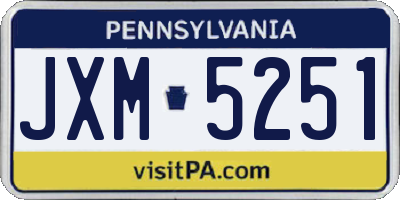 PA license plate JXM5251