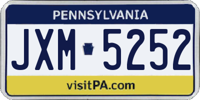PA license plate JXM5252