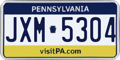 PA license plate JXM5304