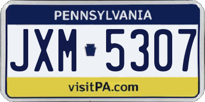 PA license plate JXM5307
