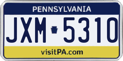 PA license plate JXM5310