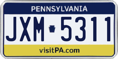 PA license plate JXM5311