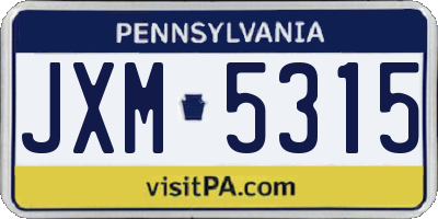 PA license plate JXM5315