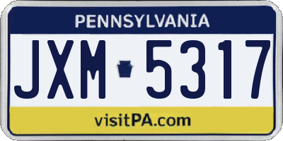 PA license plate JXM5317