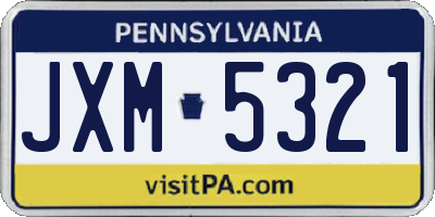 PA license plate JXM5321