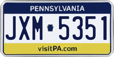 PA license plate JXM5351