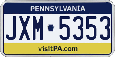 PA license plate JXM5353