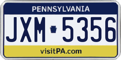PA license plate JXM5356