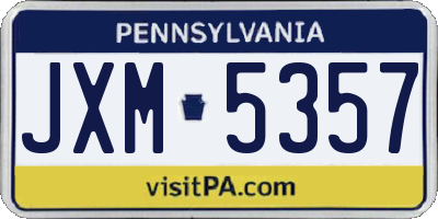 PA license plate JXM5357