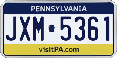 PA license plate JXM5361
