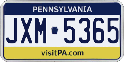 PA license plate JXM5365