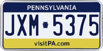 PA license plate JXM5375