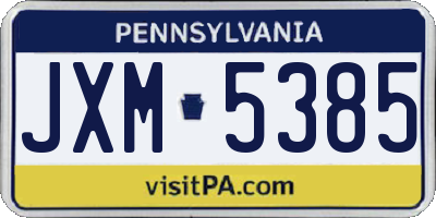 PA license plate JXM5385