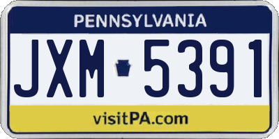PA license plate JXM5391