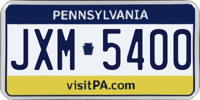 PA license plate JXM5400