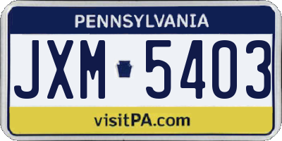 PA license plate JXM5403