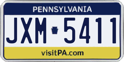 PA license plate JXM5411