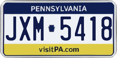 PA license plate JXM5418