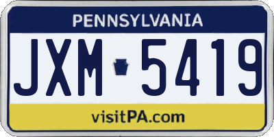 PA license plate JXM5419