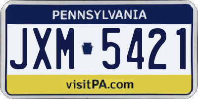PA license plate JXM5421