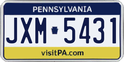 PA license plate JXM5431