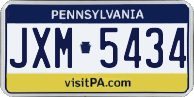 PA license plate JXM5434