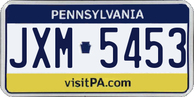 PA license plate JXM5453