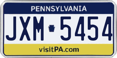 PA license plate JXM5454