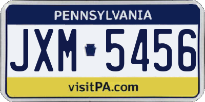 PA license plate JXM5456