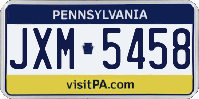 PA license plate JXM5458