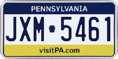 PA license plate JXM5461