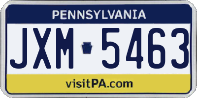 PA license plate JXM5463