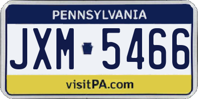 PA license plate JXM5466