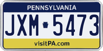 PA license plate JXM5473