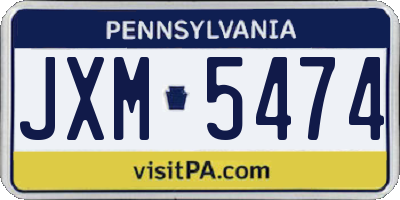 PA license plate JXM5474