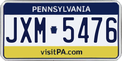 PA license plate JXM5476