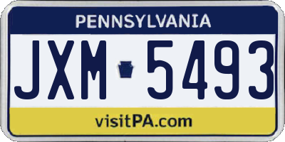 PA license plate JXM5493