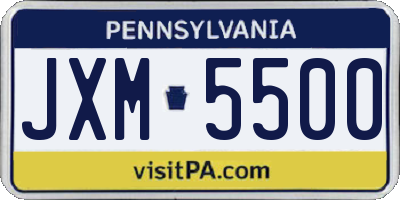PA license plate JXM5500