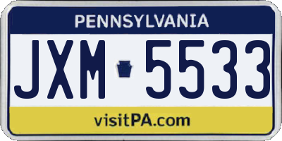 PA license plate JXM5533