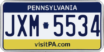 PA license plate JXM5534