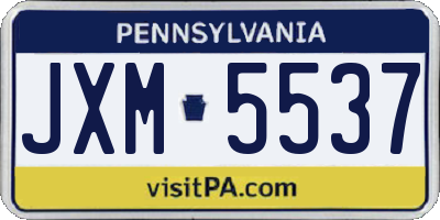 PA license plate JXM5537