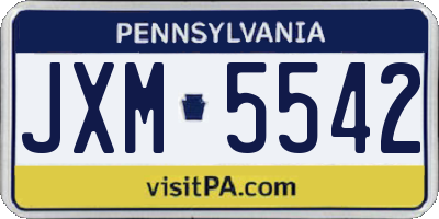 PA license plate JXM5542
