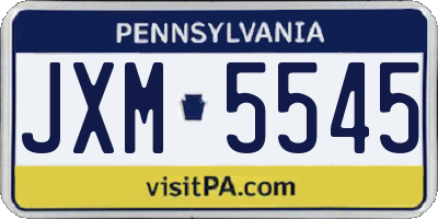 PA license plate JXM5545