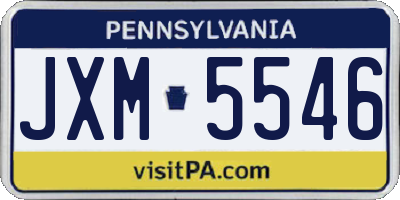 PA license plate JXM5546