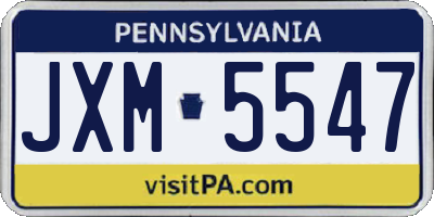 PA license plate JXM5547
