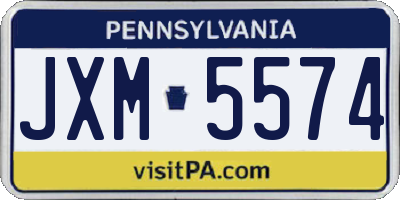 PA license plate JXM5574